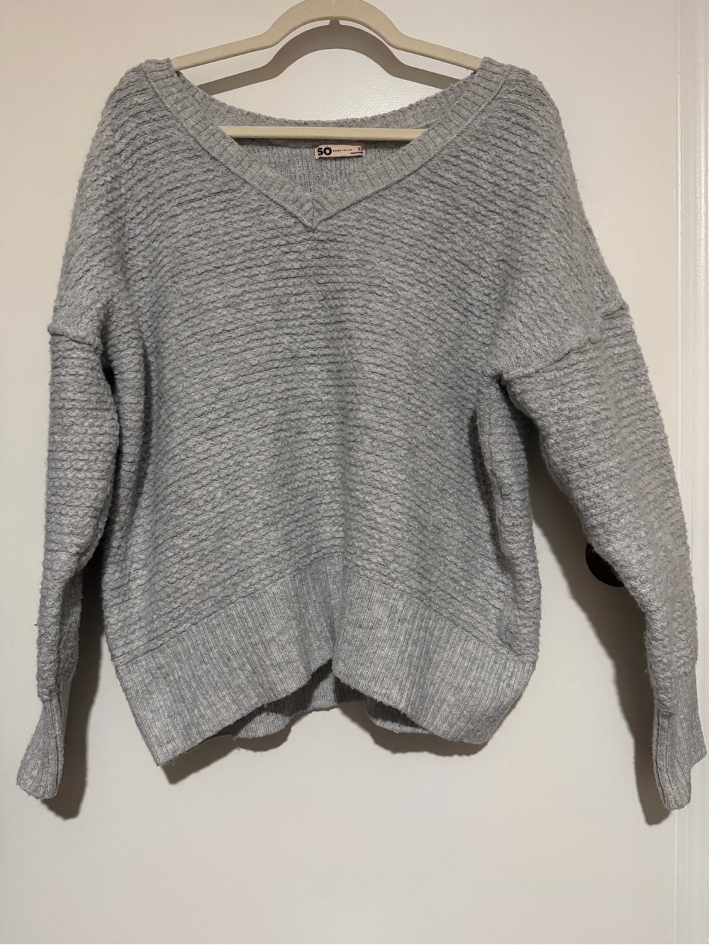SO Juniors Gray Textured Knit Sweater | XXL
